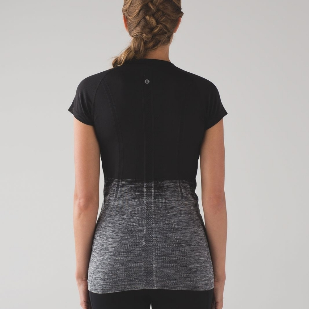 Lululemon Swiftly Tech Short Sleeve Crew Tee T-shirt Black Grey Ombre Size 6 - Picture 13 of 15